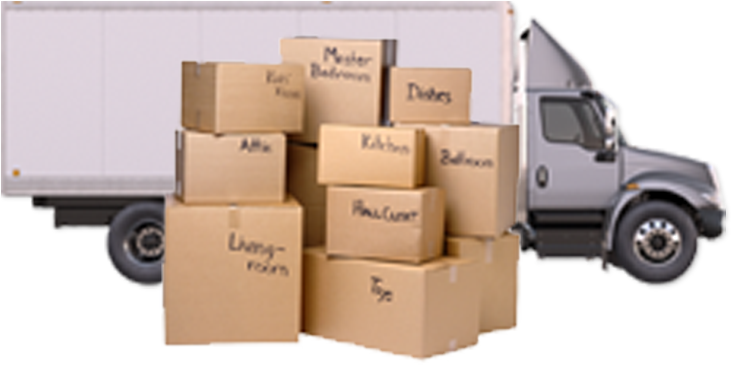Home Depot moving truck and moving boxes