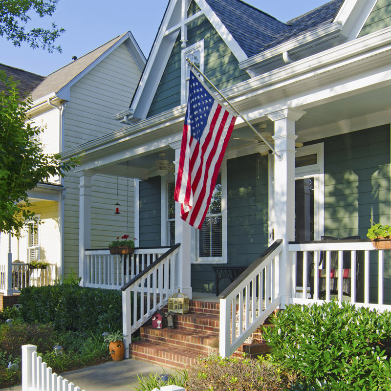 Small Suburban American Home with Picket Fence