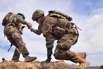 Soldier and dog